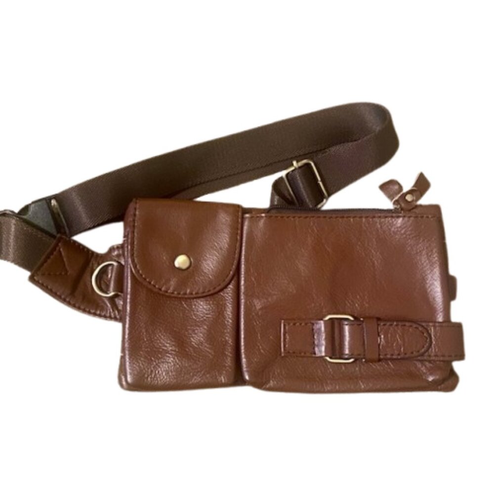 Leather Fanny Pack Waist Belt Bag Shoulder Crossbody Unisex Great for Travel